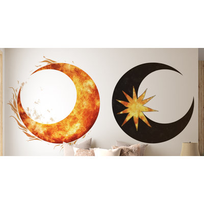 Autocollant mural Soleil et Lune, Croissant Céleste, Décoration Murale Lune Bohème, Décoration Mystique pour Chambre, Décoration Murale Céleste Cosmique 439 g