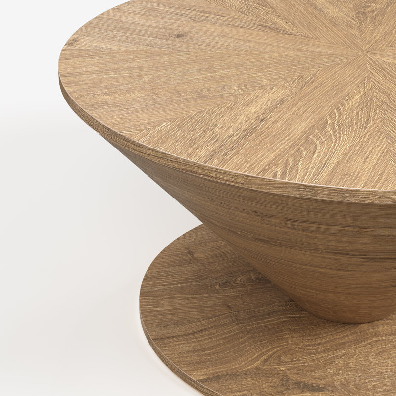 Round Wood Coffee Table, Natural Wood