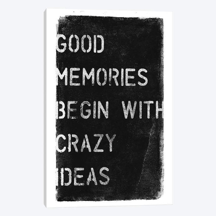 « fou ideas i », art textuel sur toile, H 12 po x l 8 po x P 0,75 po, Pas de tapis, Toile tendue