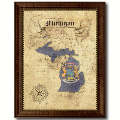 " Michigan State Vintage Map "