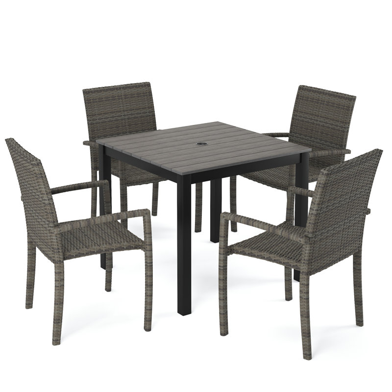 Table de salle à manger d'extérieur carrée avec chaises, 29 po x 33 po x 33 po