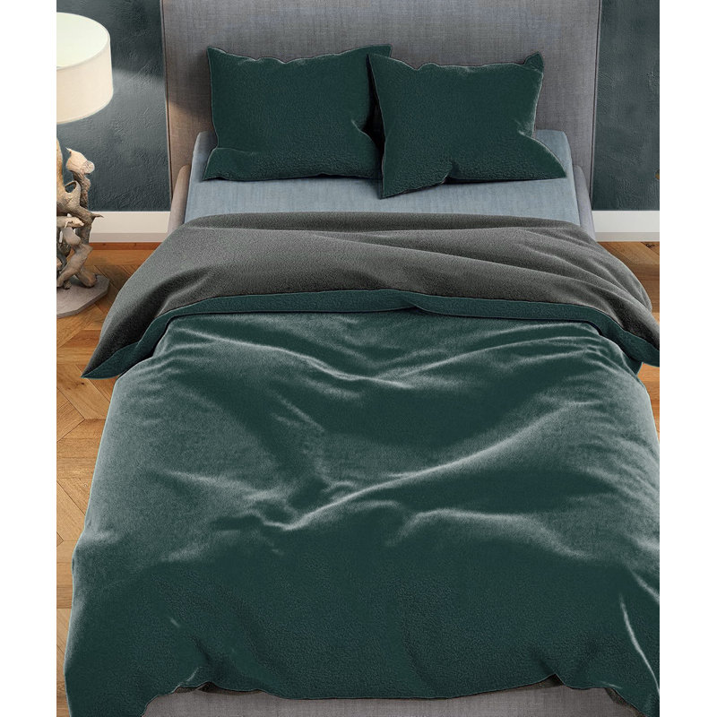 Chanson Bed Linen, 155 x 220 cm Duvet Cover Set with 1 Pillow Sham, Green