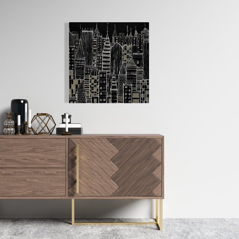 Toile illustrative ville sombre | Décor de salon noir