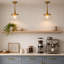 Luminaire suspendu pour îlot de cuisine 1 lumière à intensité variable avec dôme en verre bullé pour salle à manger (ensemble de 2)