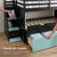 Lit mezzanine avec bureau coulissant et lit gigogne simple, tiroirs et marches-57784044-57784045