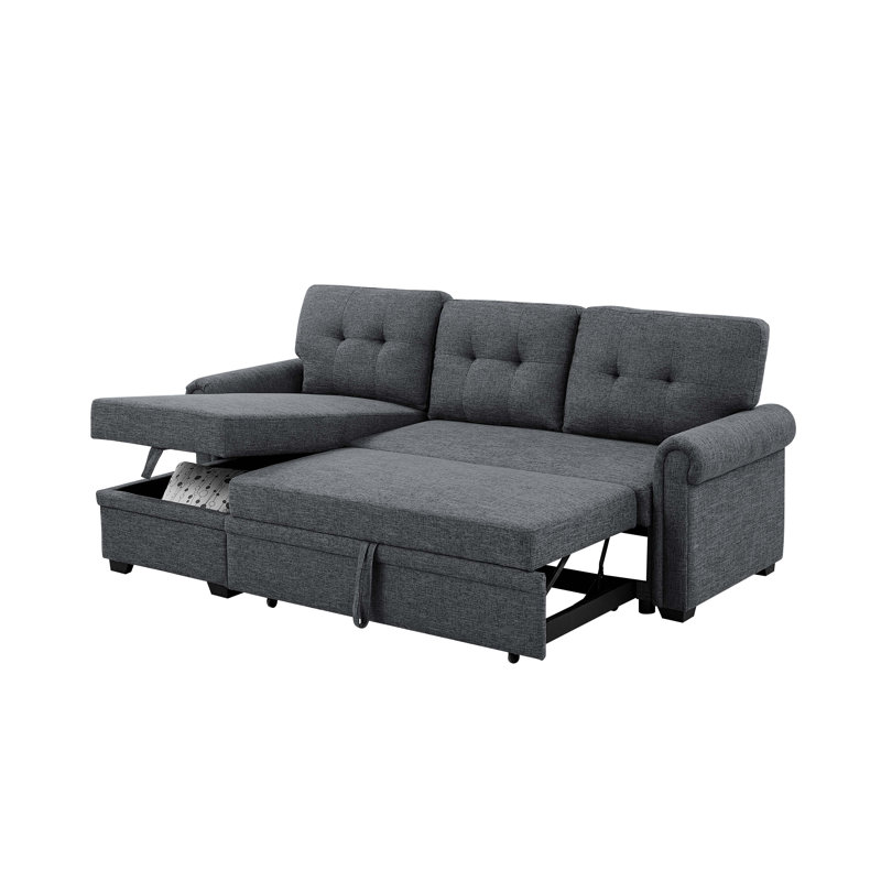 Upholstered 86'' Reclining Sleeper Sofa, Dark Gray