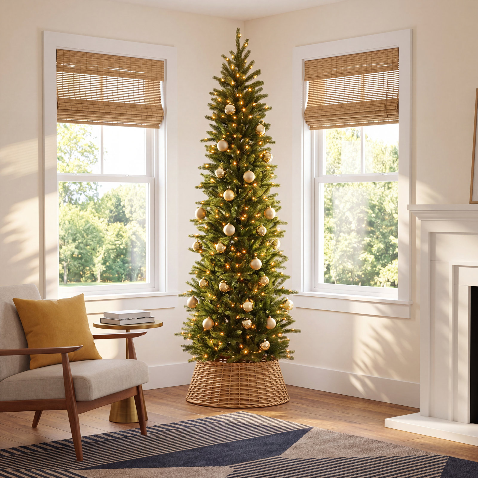 Pre-Lit Fir Pencil Slim Christmas Tree, 7.5'