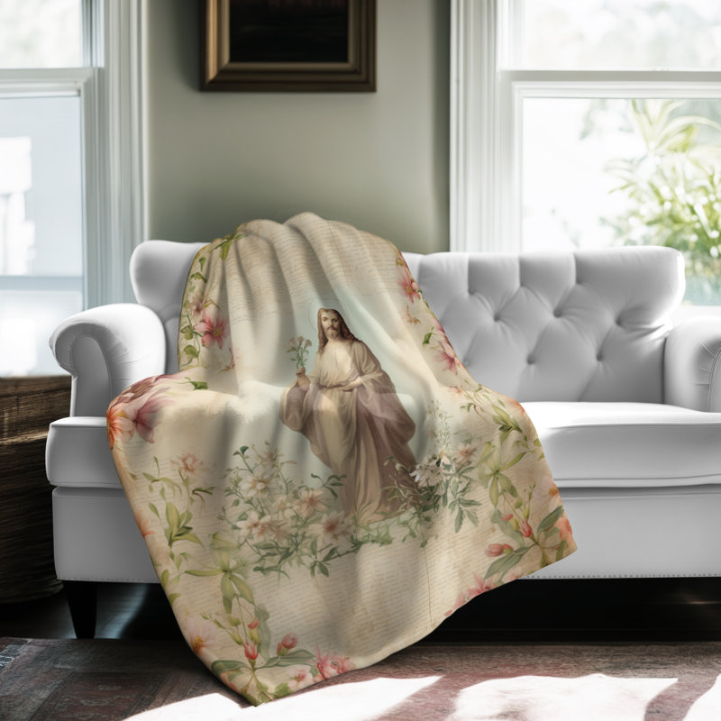 Kaleidoscope Petal Harmony - 1 pièce sherpa de qualité supérieure - Reproduction d'art luxueuse, Grand lit