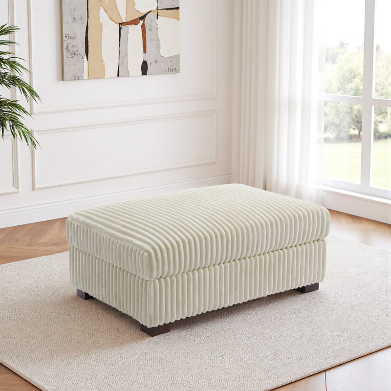 41.75cm Wide Rectangle No Ottoman, White