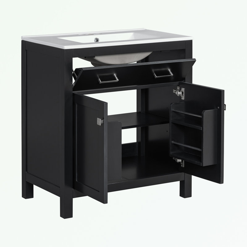Armoire de salle de bain Ofek, Argent argent, Noir, noir, noir, noir
