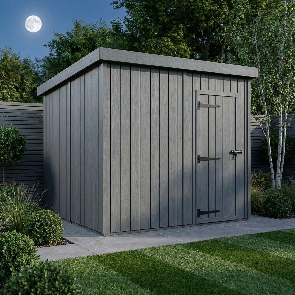 Total Sheds 8ft x 9ft Composite Pent Garden Shed - Single Door - No Windows - EPDM Rubber Roof - UK Manufactured