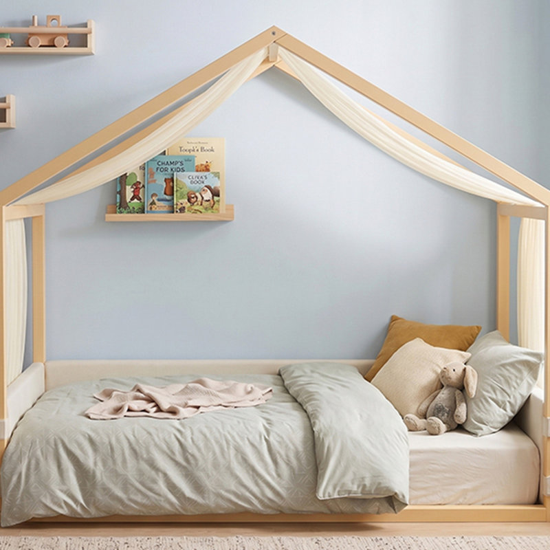 Lit simple à baldaquin avec panneaux latéraux rembourrés en velours, auvent en gaze respirante, base de lit plateforme à rembourrage doux, lit moderne à assemblage facile pour la chambre à coucher, chambre d'amis