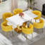 Rectangle Pedestal Dining Set with Woven Dining Chair-602973851-602973824