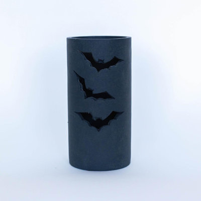 Cylinder Shape With Cut Out Bats Candle Holder