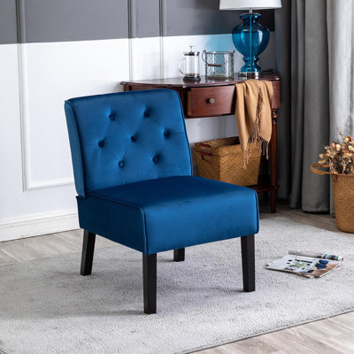 Reese 53"  2Piece Living Room Armless Button Tufted Pattern Accent Chair With Velvet Fabric And Premium High Density Foam Cushion, Green