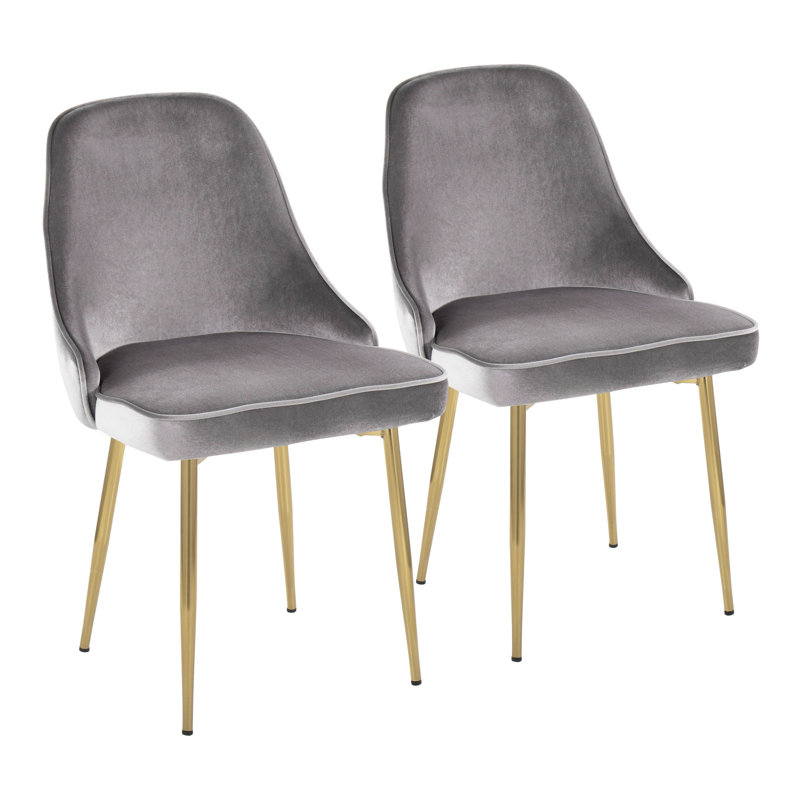 Stanca 20'' H Velvet Upholstered Side Chair, Silver, Gold