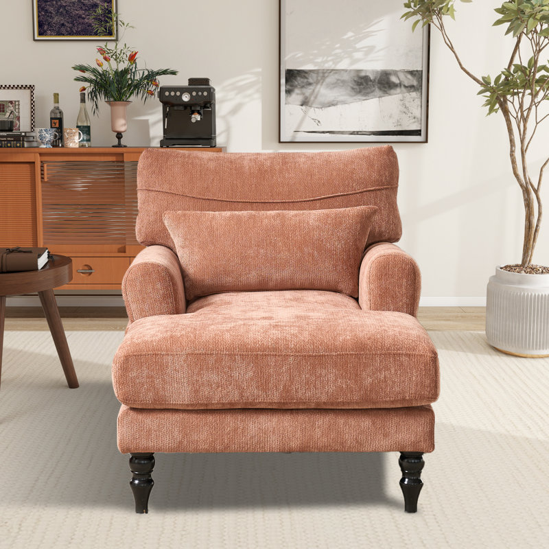 Chaise longue rembourrée L 51,55 po, Orange