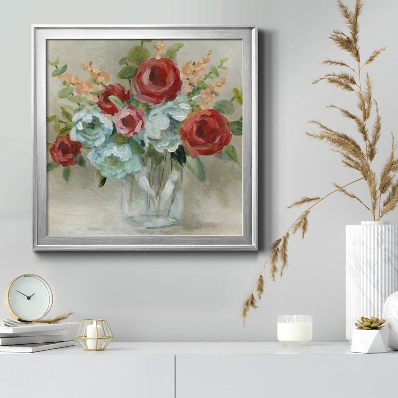 Roses Are Red - peinture sur toile encadrée, H 34,5 po x l 34,5 po x P 1,5 po, Argent