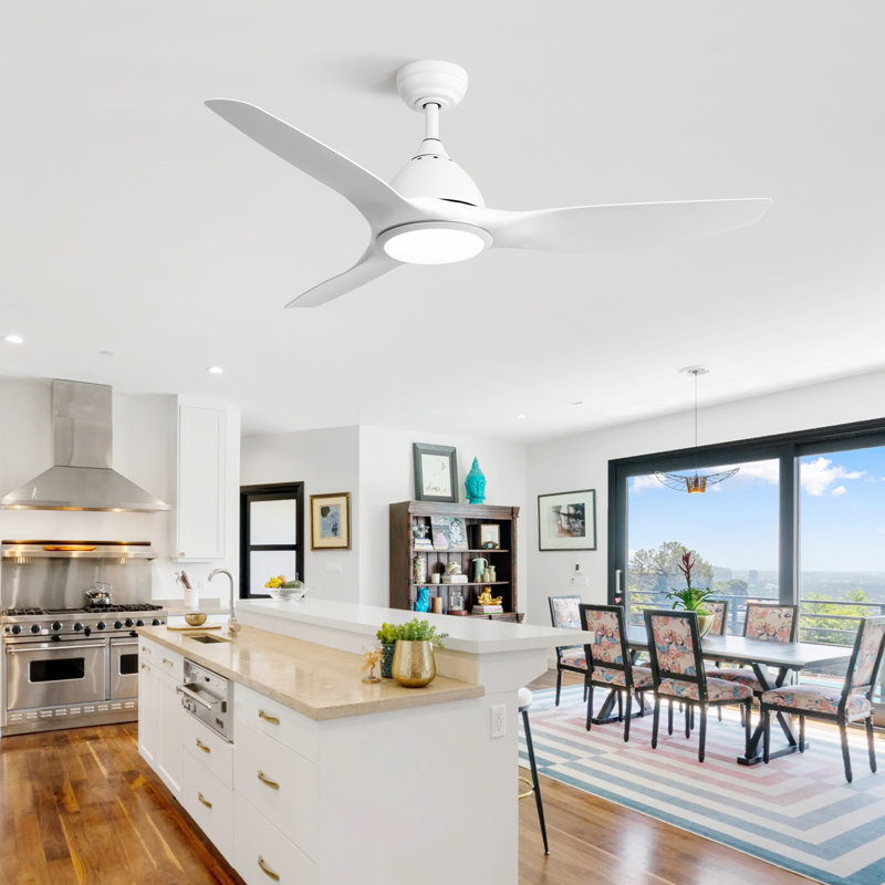 52" Ceiling Fan with LED Light, White
