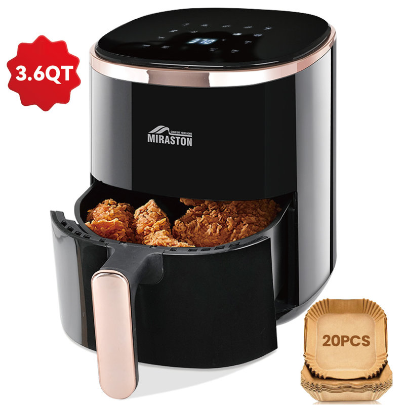 3.6qt Touchscreen Air Fryer, Black, 8-in-1 Preset Functions, Oil-free Healthy Cooking, Fast & Easy To Clean, Perfect For Family Meals (black)