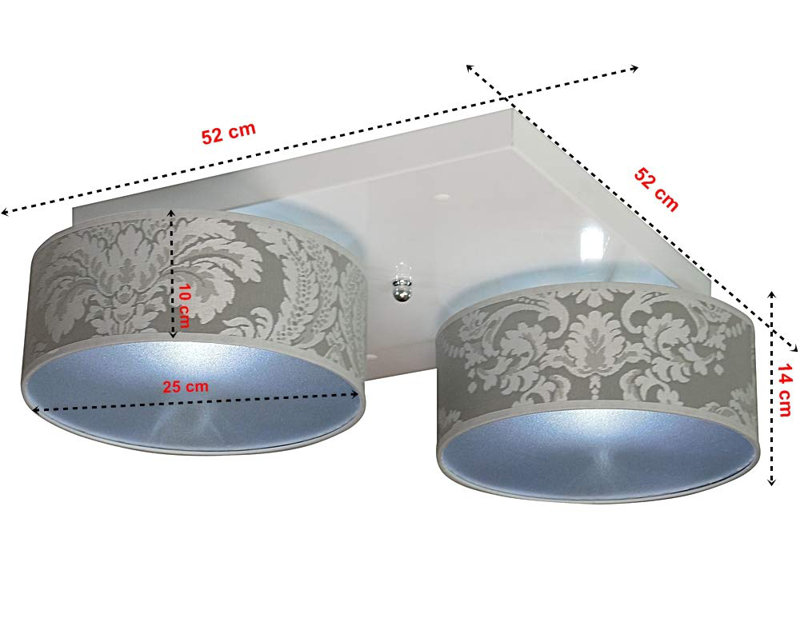 Pulley Fabric Semi Flush Mount, Silver/Graphite