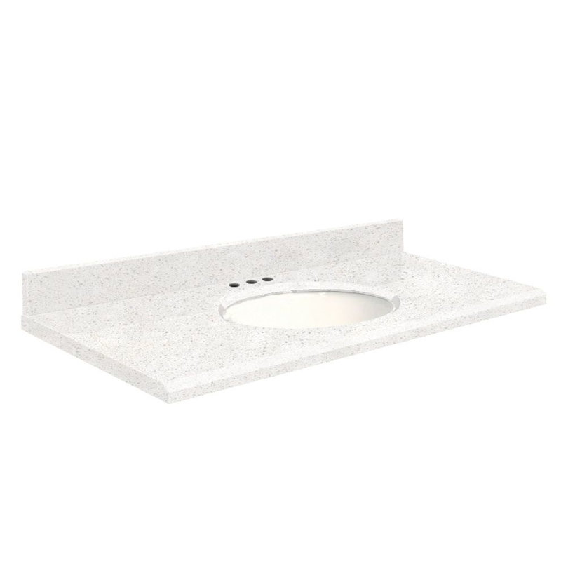 Dessus de salle de bain simple 49 po meuble-lavabo, Simple, Blanc, Érable naturel / Blanc