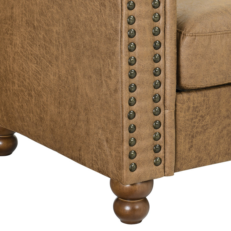 Chaise de salle à manger rembourrée - Brun, confortable, siège élégant à oreilles, classique, élégant