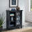 Mira Geometric Glass Door Storage Cabinet With Adjustable Shelves-269132824