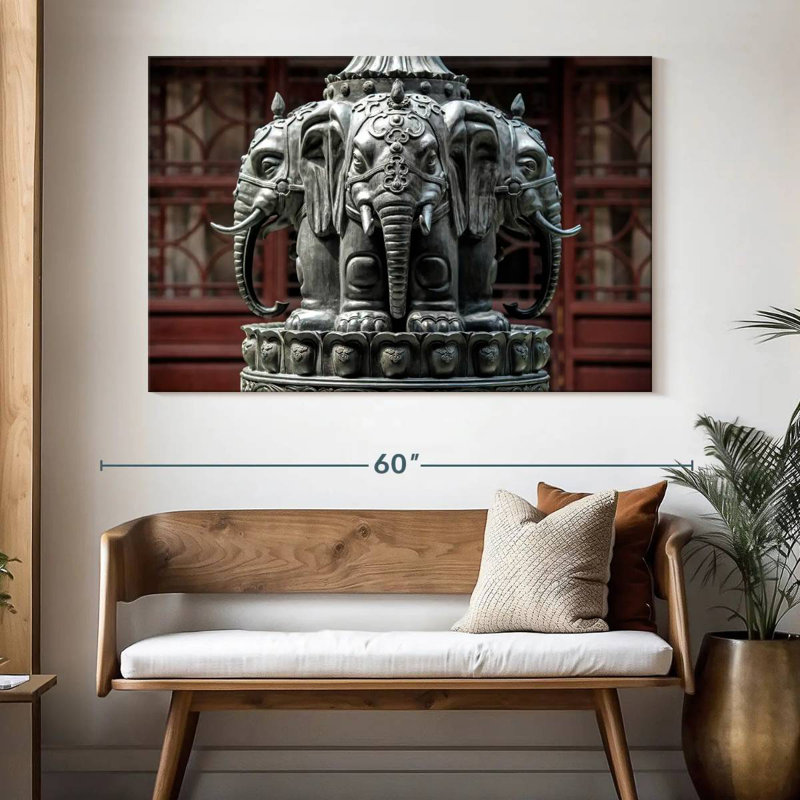 Nicci Buddhist Elephant Statue, 34" H x 51" W