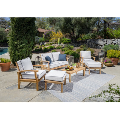 6 Piece Teak Sofa Seating Group with Sunbrella Cushions -  Tortuga Outdoor, 44-3004-CN