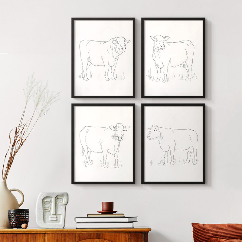 «Memories II», ensemble de 4 reproductions encadrées, Noyer, H 28 po x l 22 po