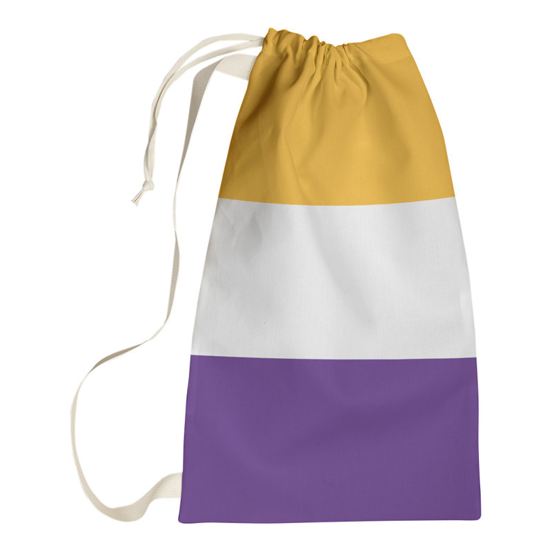 Los Angeles LA Fabric Laundry Bag with Handles, Small ( 29" x 18" x 1.5"), Gold/White/Purple