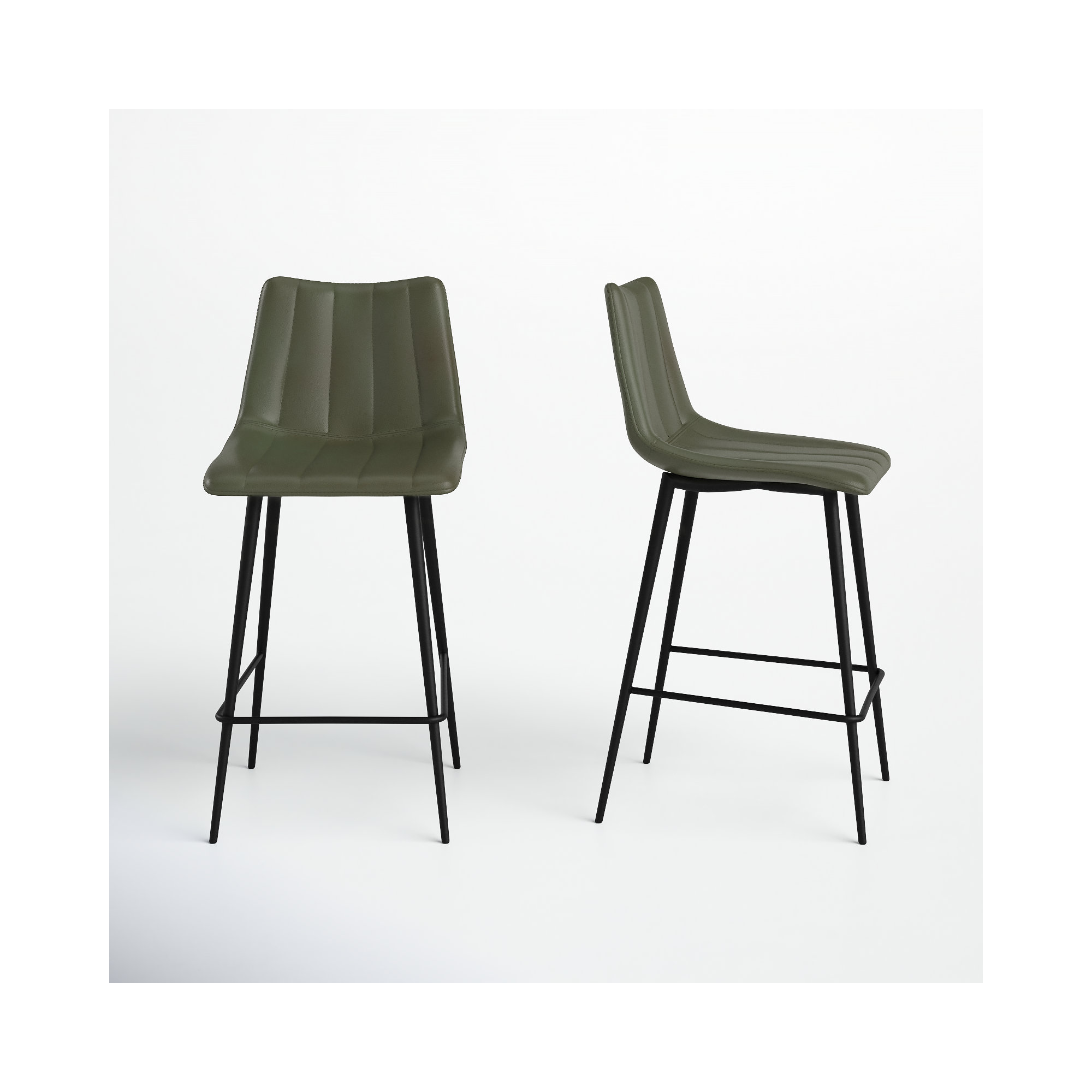 Finnigan Counter & Bar Stool, Light Green/Faux Leather, Counter Stool (26" Seat Height)