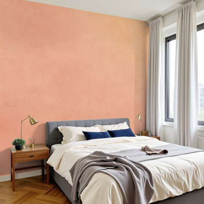 Peel and Stick Wallpaper 96" W x 69" H Modern Self Adhesive Wall Mural for Bedroom solid peach orange pink yellow gold color gradient vintage grunge