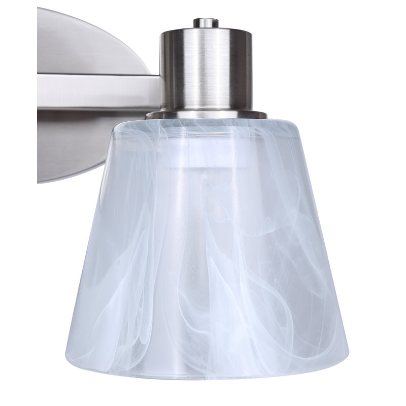 Brushed Nickel 16" Vanity Light with White Alabaster Glass Shades