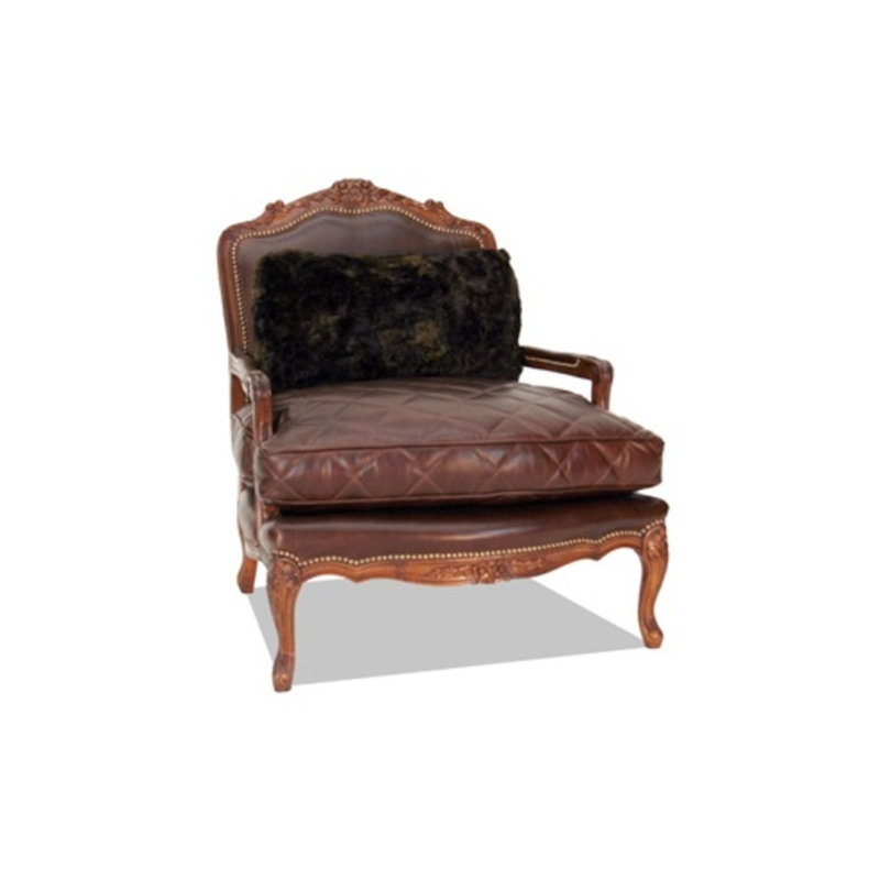 Leather Armchair, Galaxy Light Blue, Natural, French Ivory