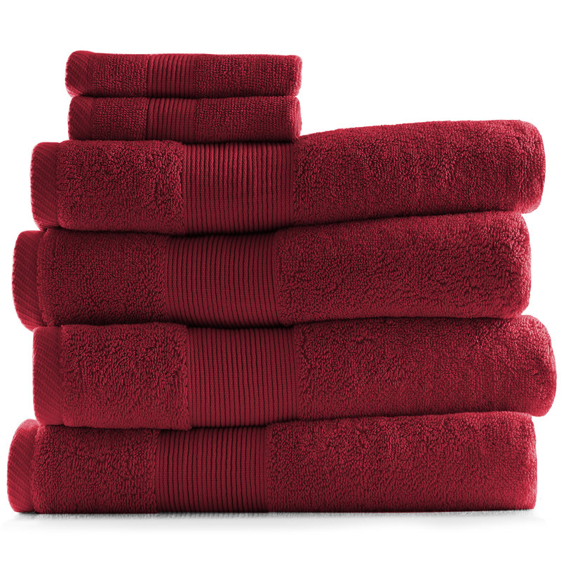 Danni-Leigh 6 Piece 100% Cotton Towel Set., Burgundy Red, 6-pack Bath Towel Set