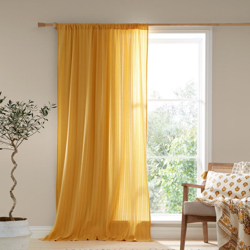 Zofia Broderie Slot Top Single Curtain Voile, Natural, 140cm Width x 183cm Drop