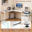 L-Shaped Computer Desk with Built-In Electrical Outlet