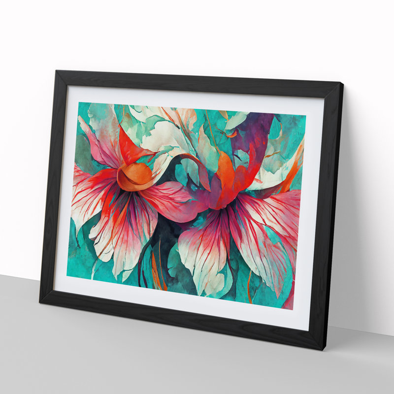 Floral Abstract Vol.5 1 Piece Single Picture Frame Wall Art, 34cm H x 46cm W x 2cm D, Black