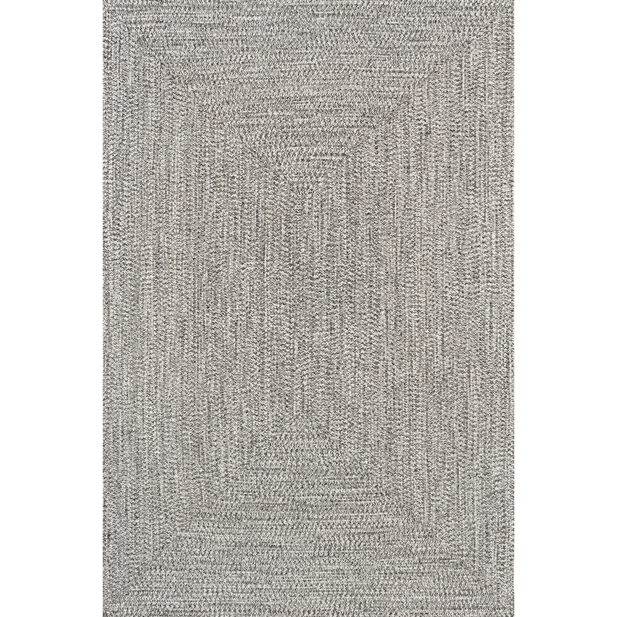 Edie Casual Braided Gray/White Indoor/Outdoor Rug, Rectangle 4' x 6', Gray Silver