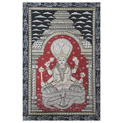 Lord Vishnu Sitting On Sheshnag | Natural Stone Colors | By Surendra Nath Swain