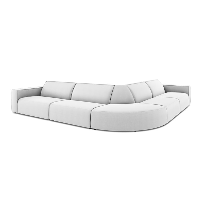 304cm Wide Wood Patio Sectional with Cushions, Light Grey