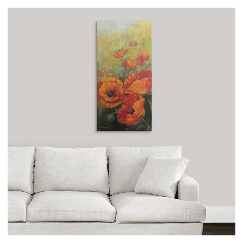 «Orange Poppy Panel» - Impression, H 36 po x l 18 po x P 1,5 po, Toile