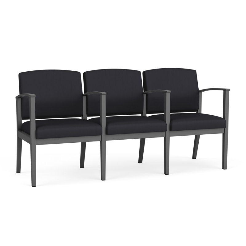 Structure en métal à 3 sièges Amherst, Gris anthracite, Vinyle noir Patriot Plus
