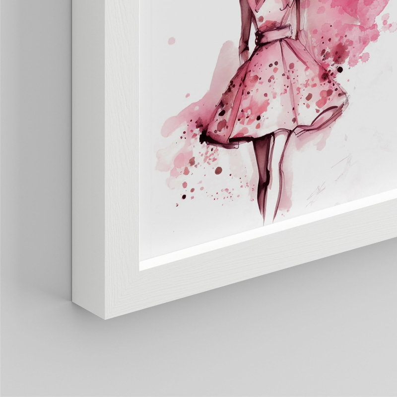 «Pastel Watercolor», ballerine à talons de bouteille de parfum encadrée sur papier, impression de 4 pièces, Blanc