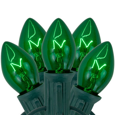 C7 Christmas Light Set 24ft Green Wire