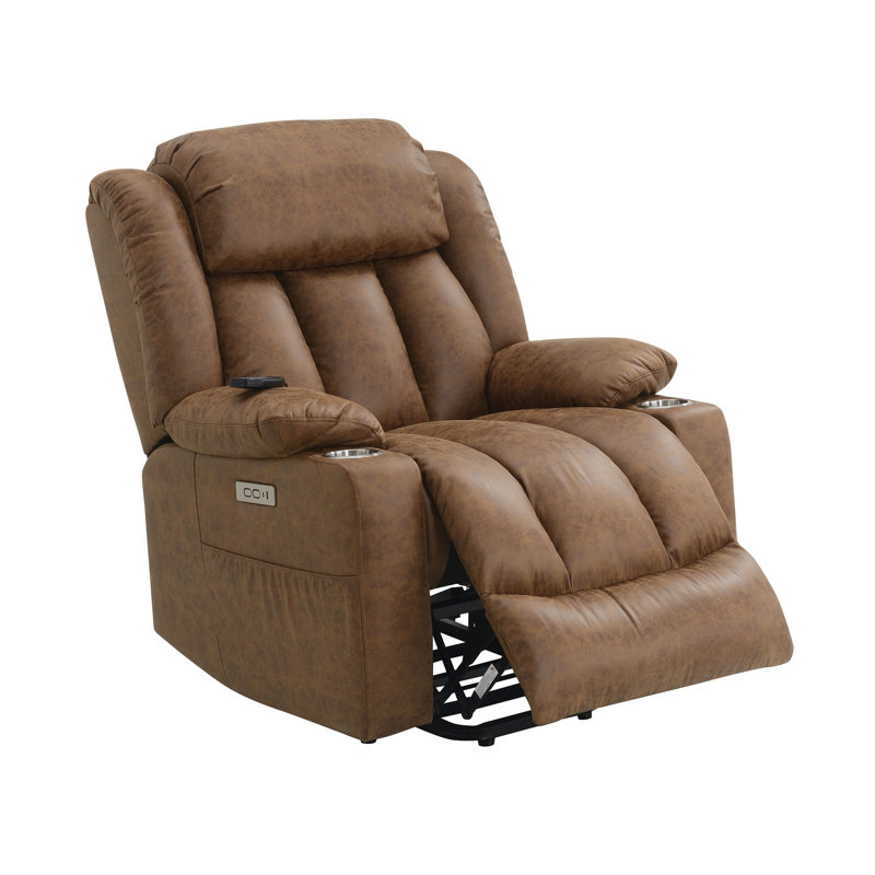 Pacay Brown Leather Aire Power Motion Recliner With Lift