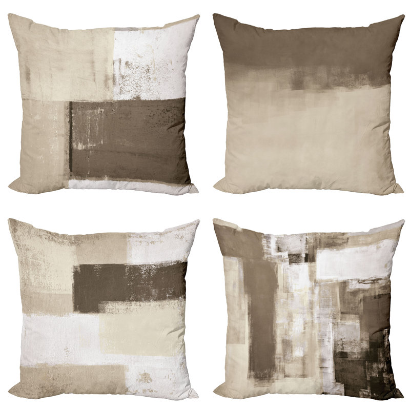 Reversible Pillow Cover, 16" H x 16" W, Taupe Dark Eggshell