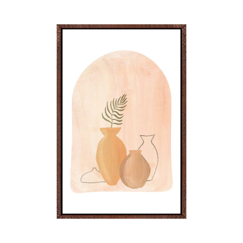 Boho Vases by Whales Way - Painting on Canvas, Classic Brown Wood Framed, 152.4cm H x 101.6cm W x 3.81cm D